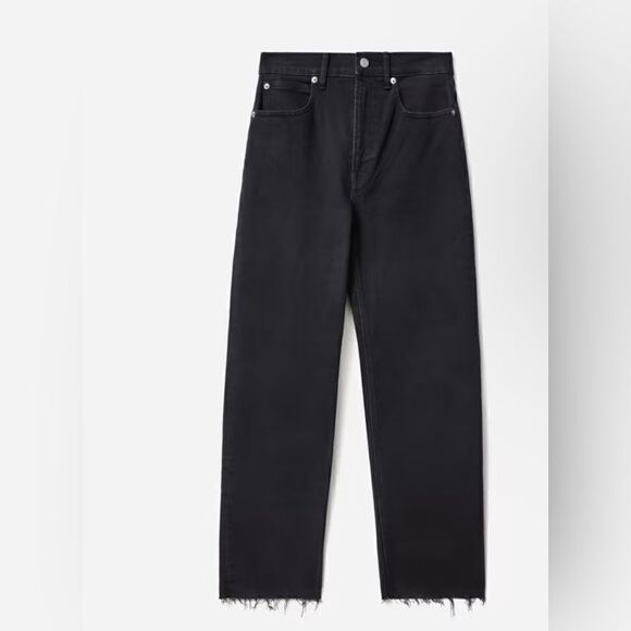 Everlane NWT Women’s Way High Straight Raw Hem Grey Minimalist Neutral Jeans 25 - Picture 1 of 12